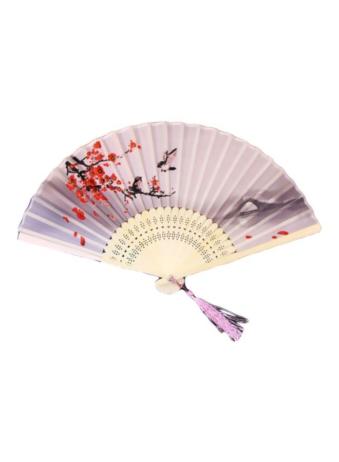 Beauenty Classical Folding Silk Fan White/Beige/Red - Image 1