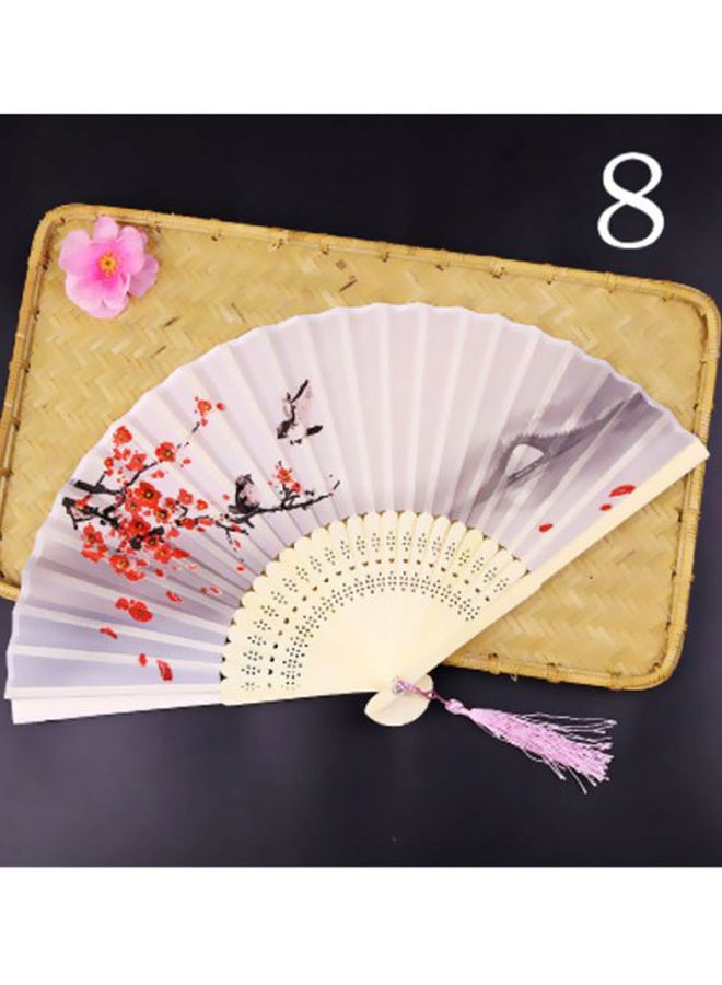 Beauenty Classical Folding Silk Fan White/Beige/Red - Image 2