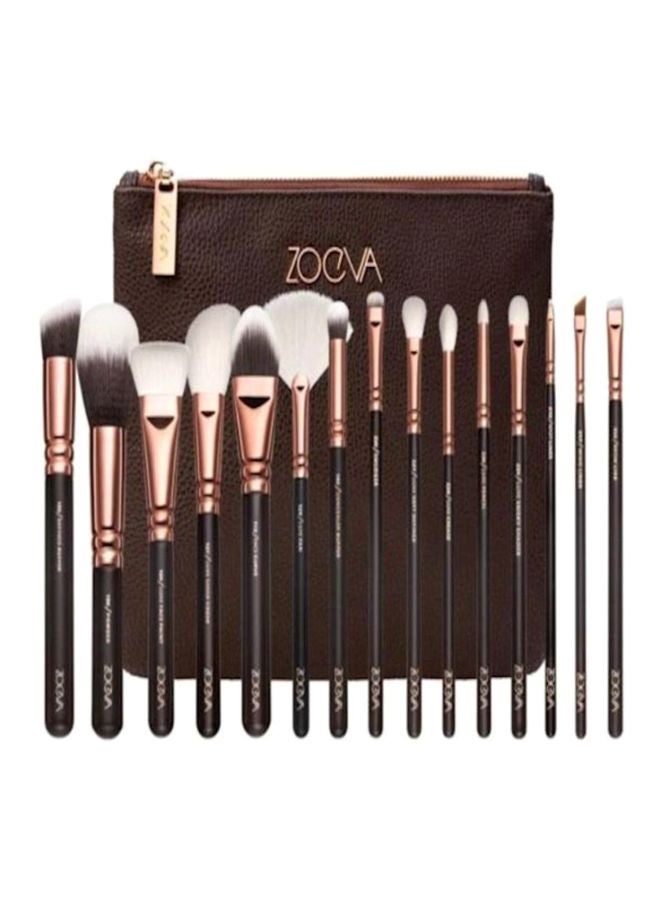 Zoeva 15-Piece  Rose Golden Complete Eyes Wool Makeup Brushes Sets Brown/Rose Gold/White  - Image 1