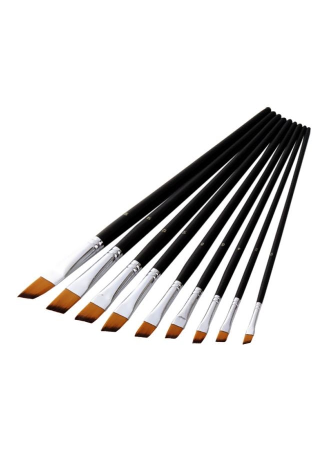 بيوينتي طقم فرشاة للرسم الزيتي برأس زاوي من النايلون من 9 قطع أسود - Image 1