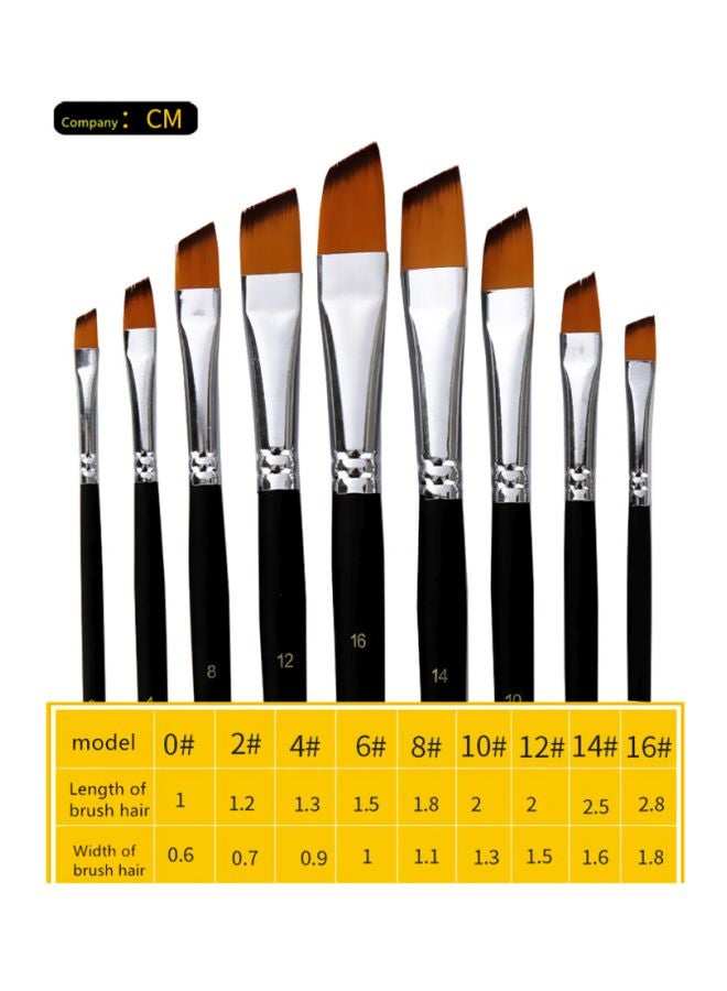 بيوينتي طقم فرشاة للرسم الزيتي برأس زاوي من النايلون من 9 قطع أسود - Image 2