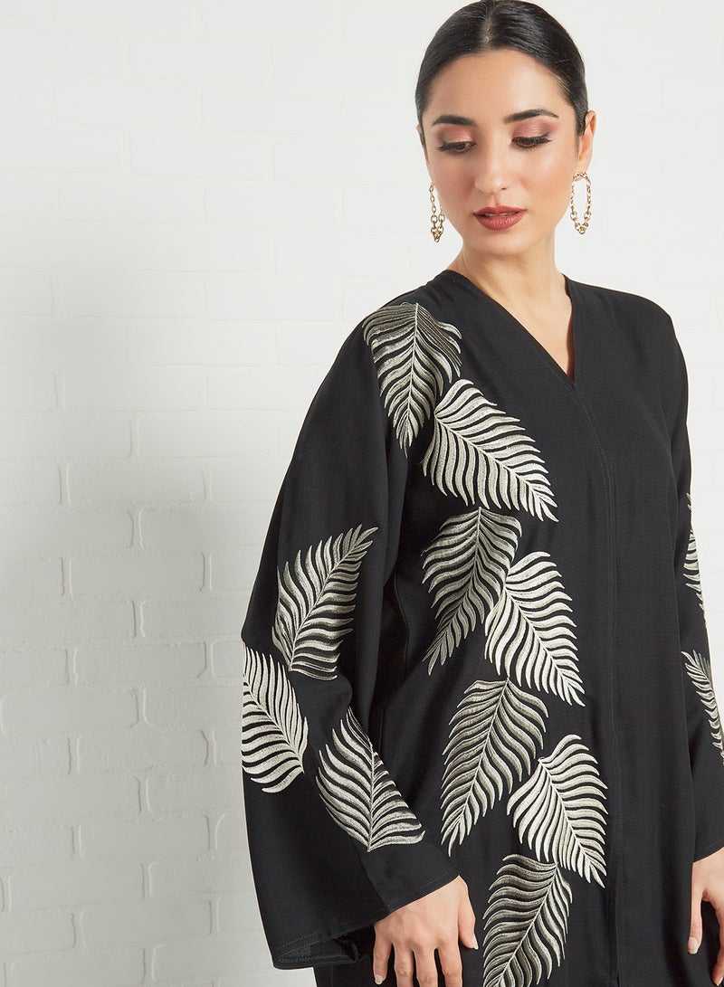 بوسني عباية مطرزة مع حجاب متناسق أسود - Image 4