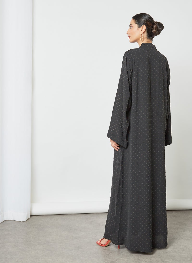 بوسني عباية سادة بفتحة رقبة على شكل حرف V لون أسود - Image 2