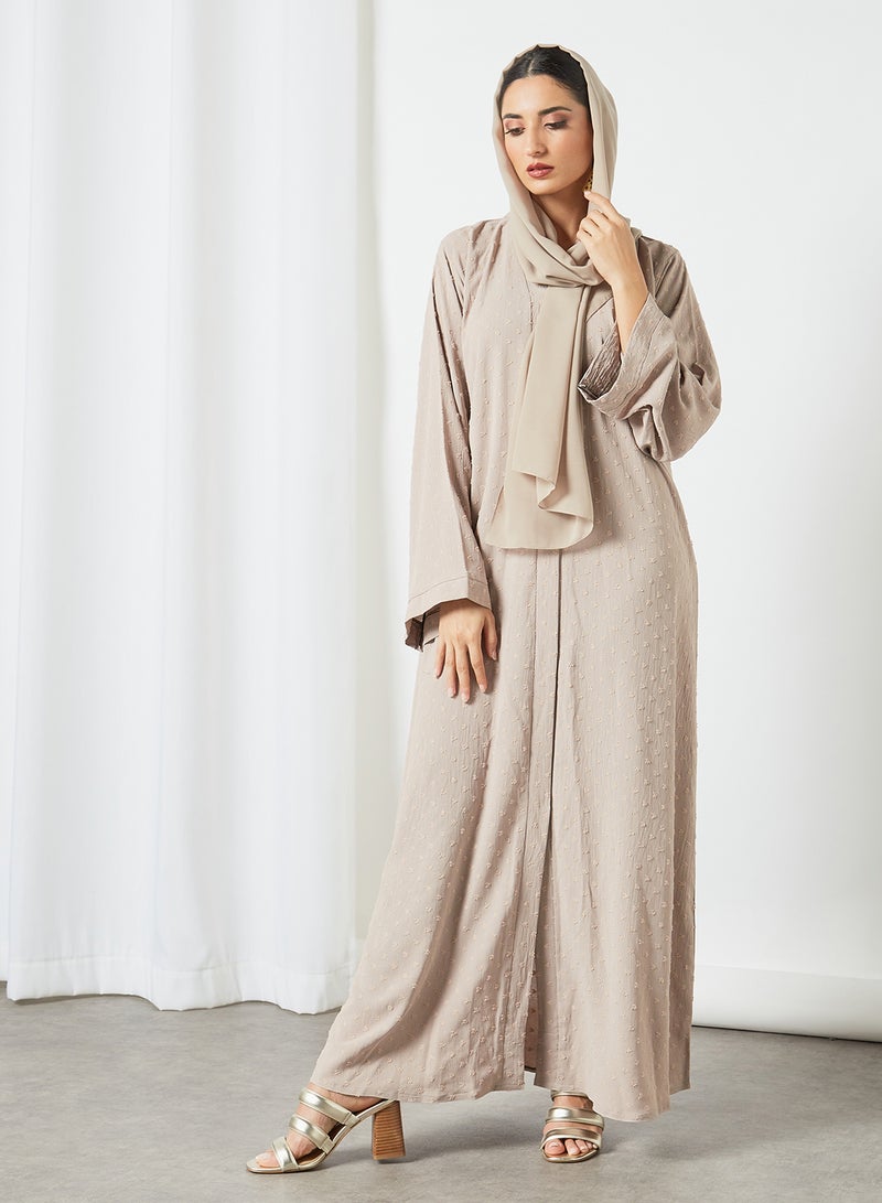 Bousni Comfortable Stylish Abaya Beige  - Image 1