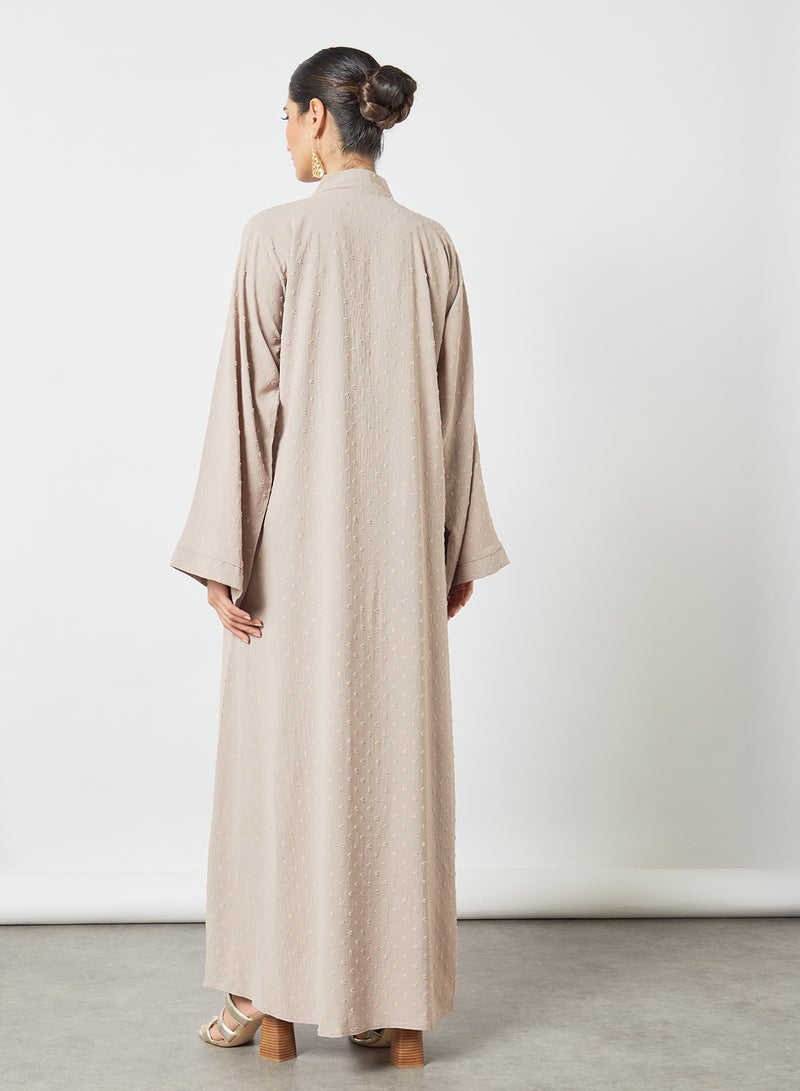 Bousni Comfortable Stylish Abaya Beige  - Image 2