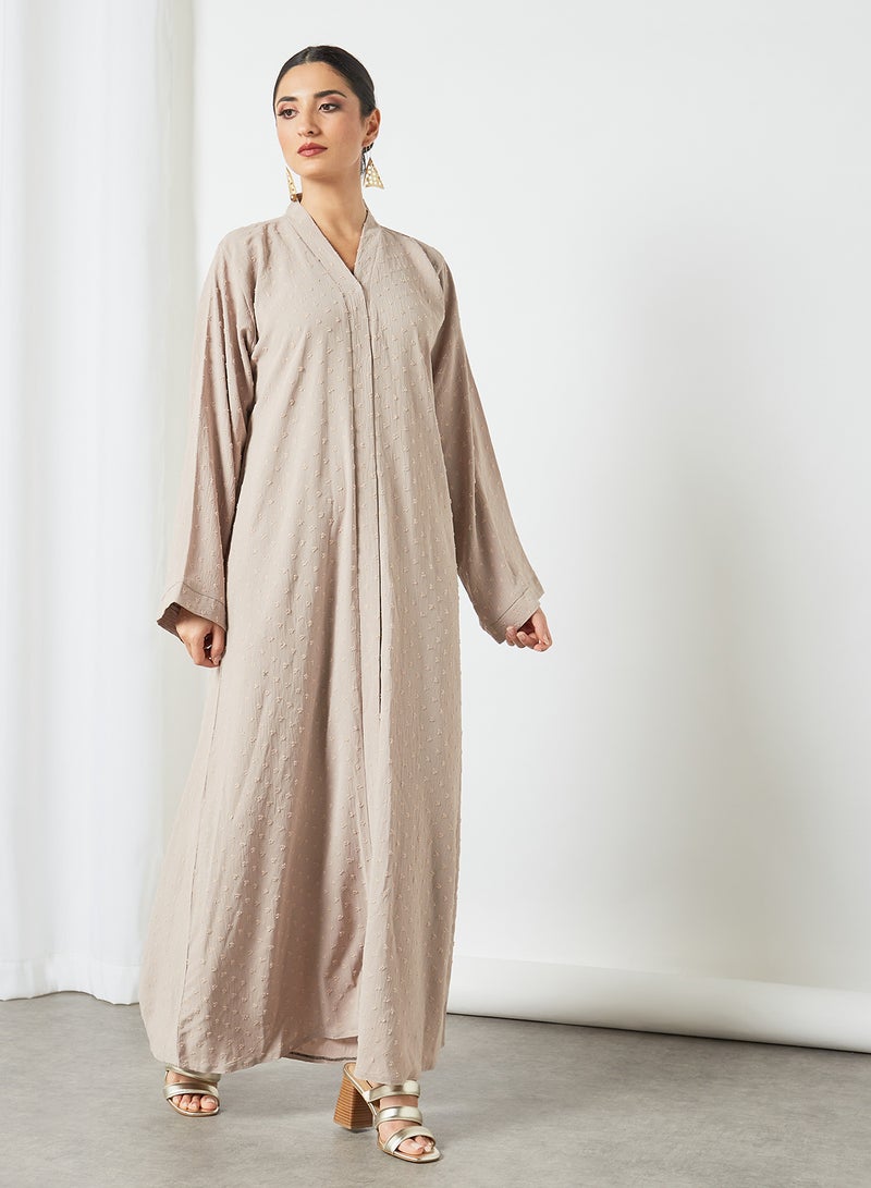Bousni Comfortable Stylish Abaya Beige  - Image 3