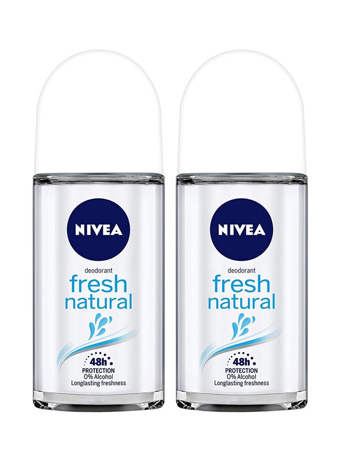 Nivea Pack Of 2 Fresh Natural Roll-on Deodorant 2x50ml - Image 1