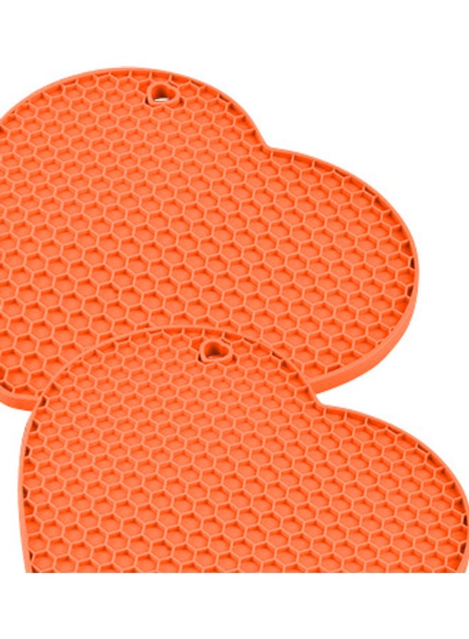 2-Pair Heart-shaped Silicone Honeycomb and Placemat Glove Set Orange/Black - Image 2