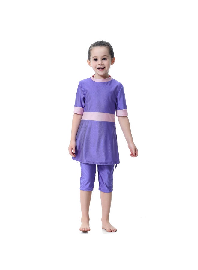 3-Piece Anti-Exposure Swimsuit Set Purple - Image 3