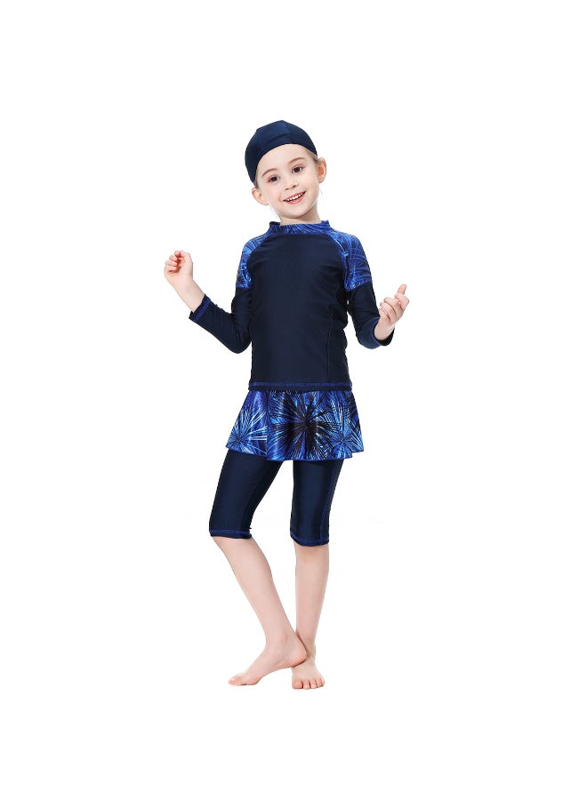 3-Piece Anti-Exposure Swimsuit Set Blue - Image 2
