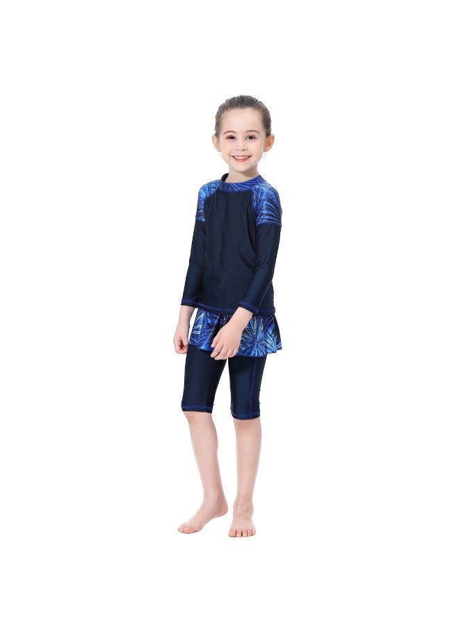 3-Piece Anti-Exposure Swimsuit Set Blue - Image 4
