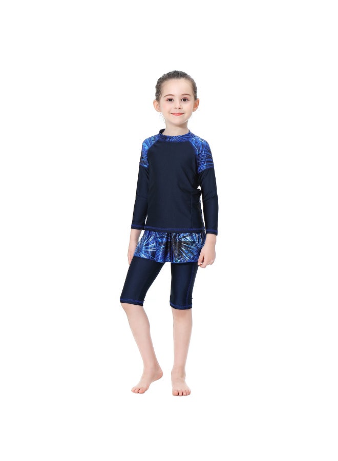 3-Piece Anti-Exposure Swimsuit Set Blue - Image 5