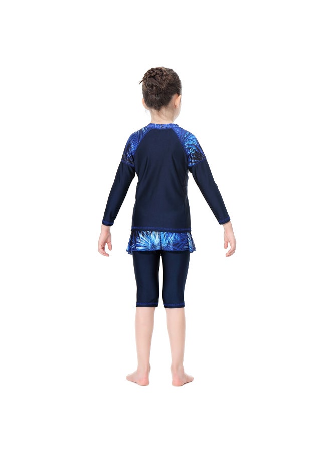 3-Piece Anti-Exposure Swimsuit Set Blue - Image 3