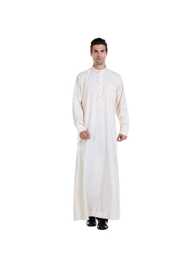 Stand In Traditional Abaya Beige - Image 2