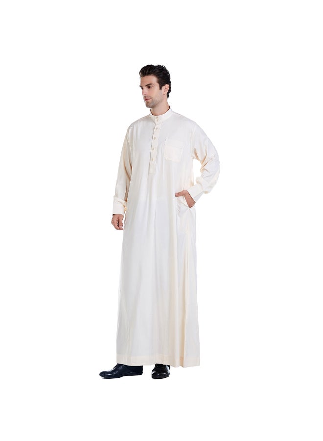 Stand In Traditional Abaya Beige - Image 3