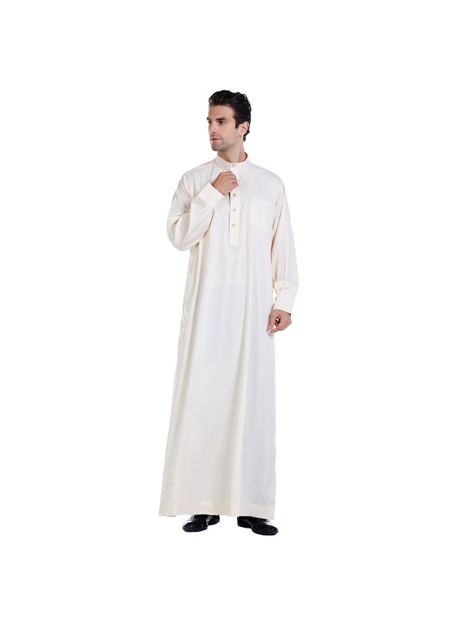 Stand In Traditional Abaya Beige - Image 4