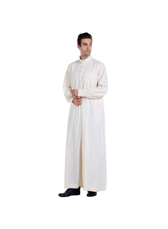 Stand In Traditional Abaya Beige - Image 5