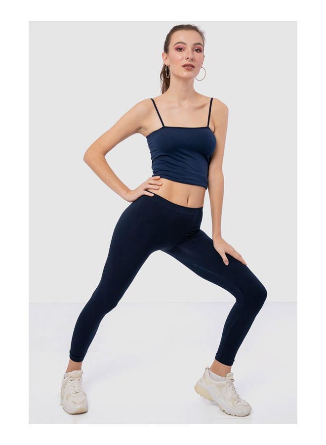 كارينا Casual Plain Basic Leggings Navy - Image 1