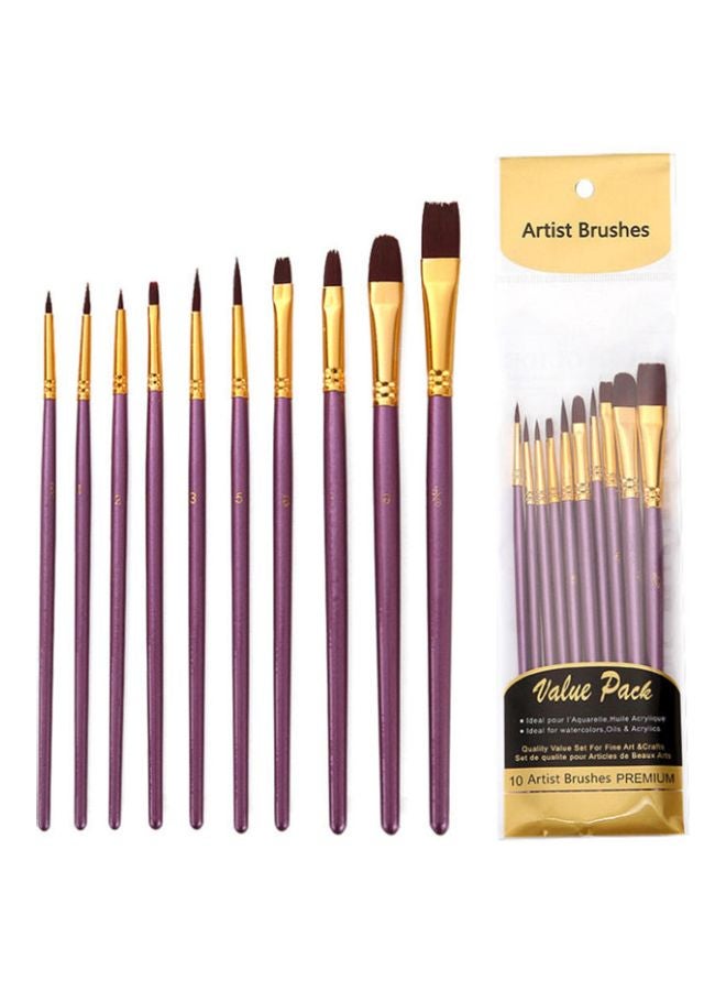 بيوينتي طقم فرشاة للرسم المائي والرسم الزيتي من 10 قطع الأرجواني / الذهب - Image 2