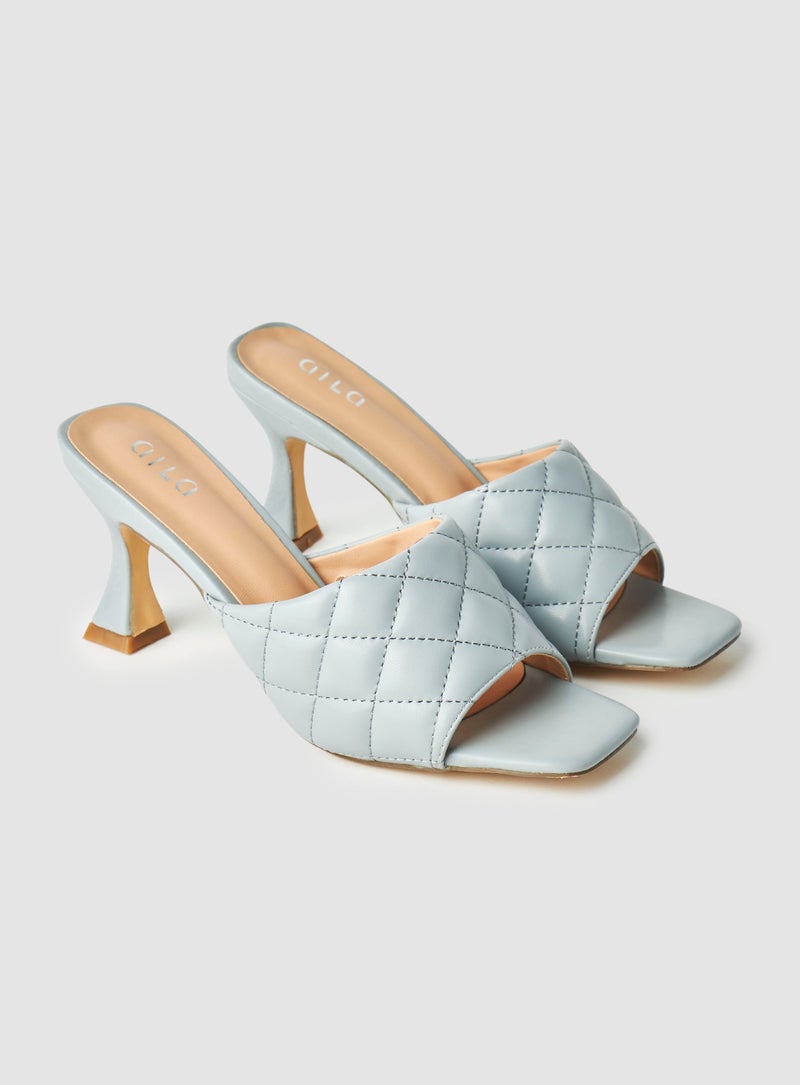 Aila - Casual Slip-On Heel Sandals Blue - Image 1