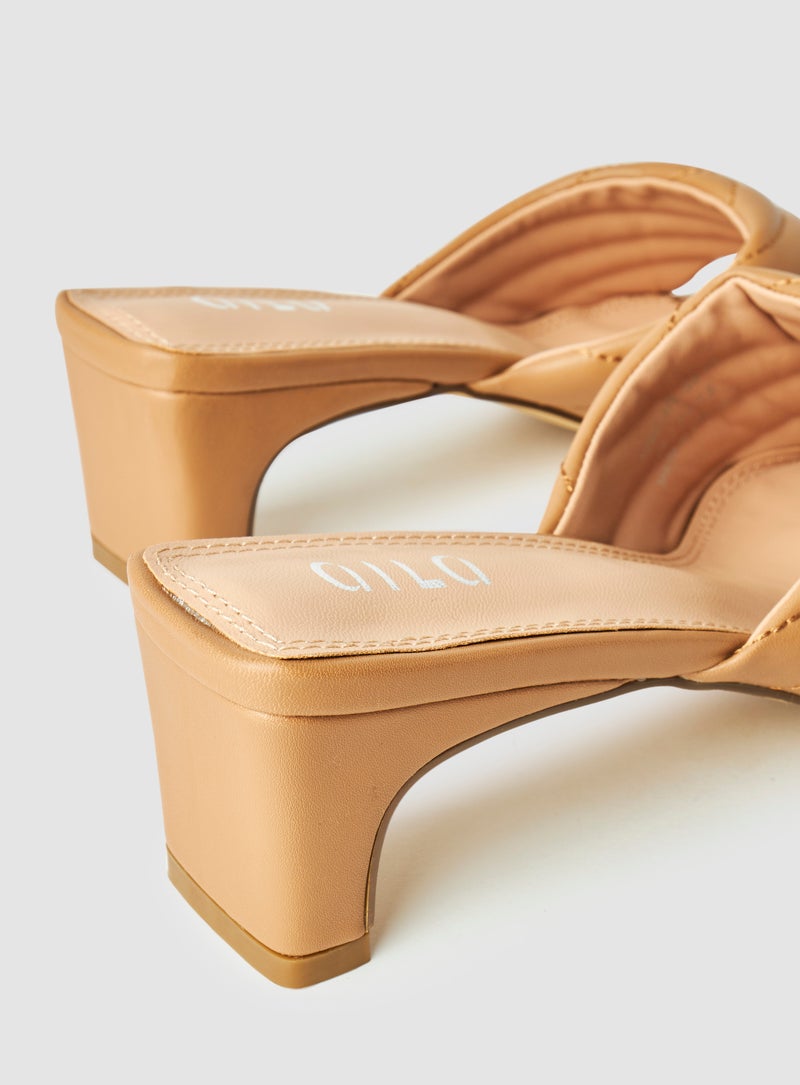 Aila - Casual Slip-On Heel Sandals Beige - Image 1