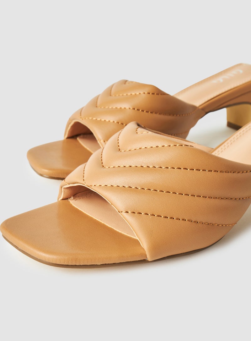 Aila - Casual Slip-On Heel Sandals Beige - Image 1