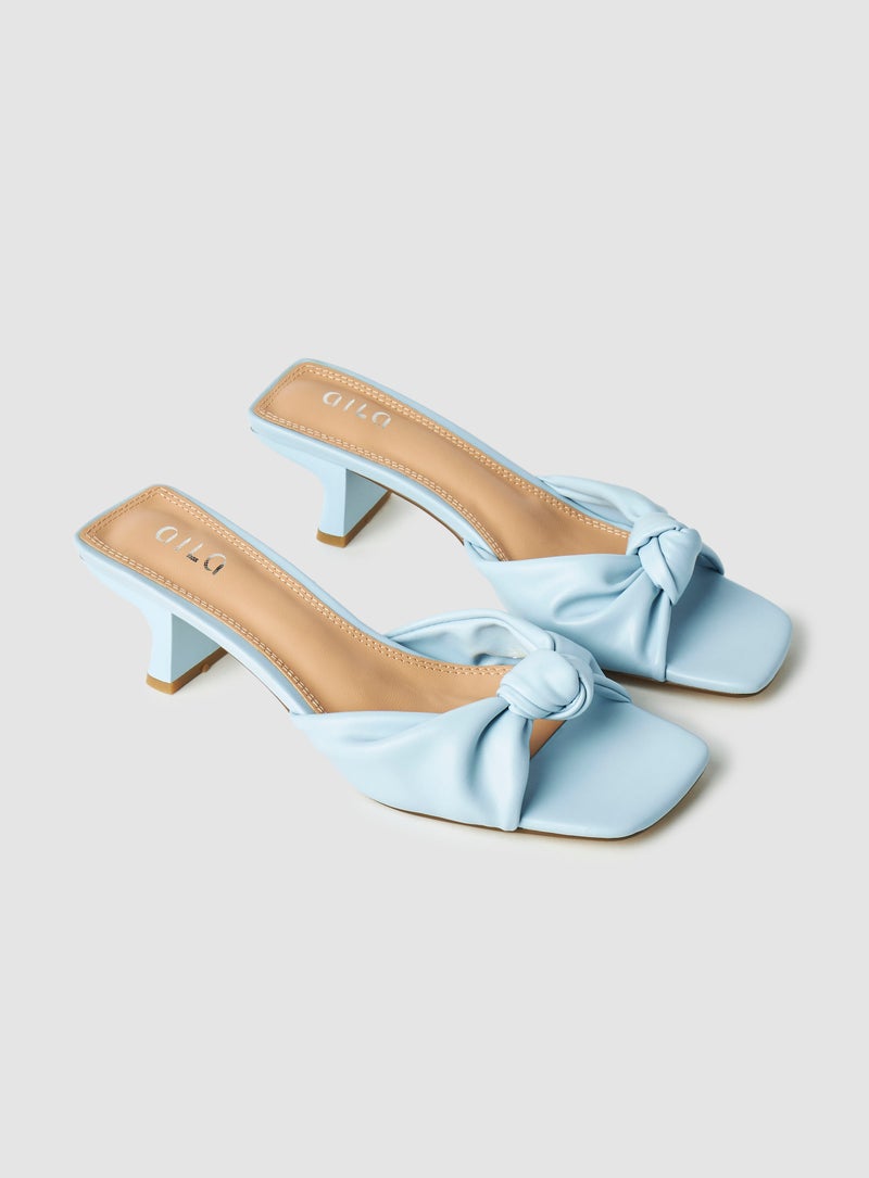 Aila - Casual Slip-On Heel Sandals Blue - Image 1