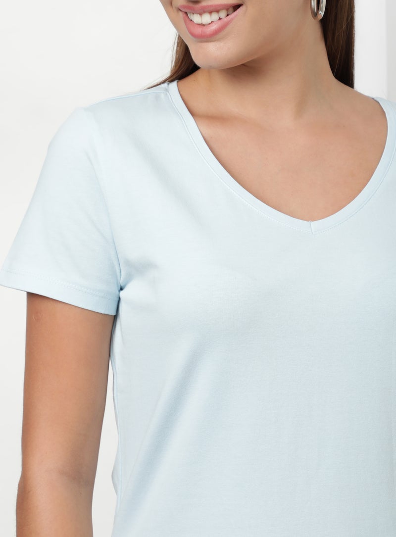 Basic Plain V-Neck T-Shirt Angel Falls
