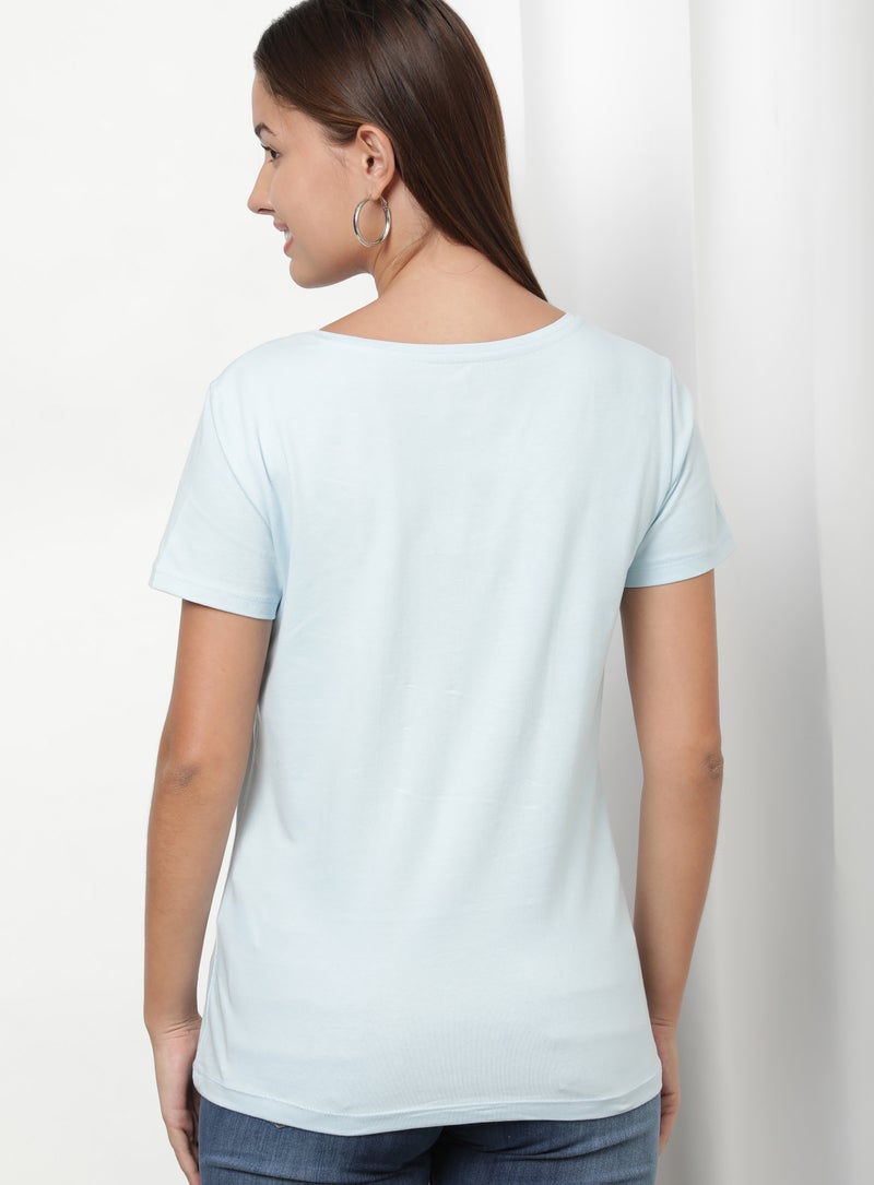 Basic Plain V-Neck T-Shirt Angel Falls