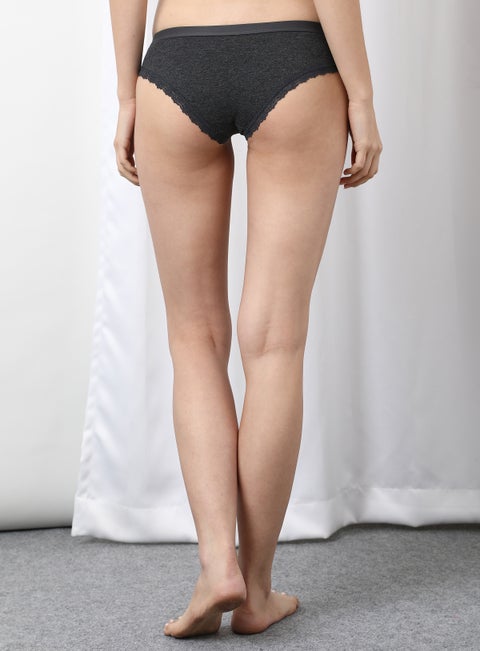 Solid Pattern Hipster Briefs Grey