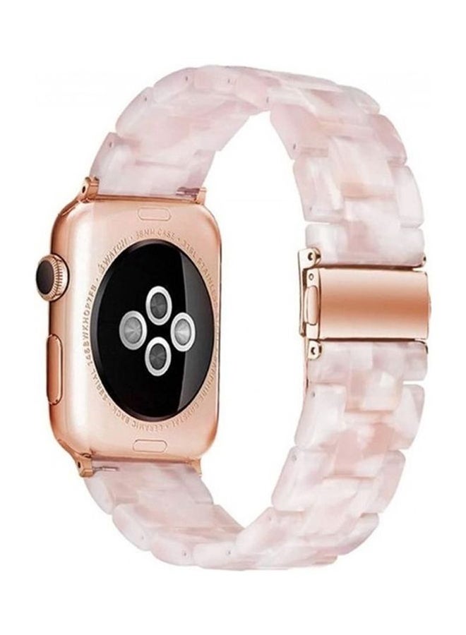 MARGOUN Marble Resin Bracelet Band For Apple Watch SE Series 42/44mm Pink/White - Image 2