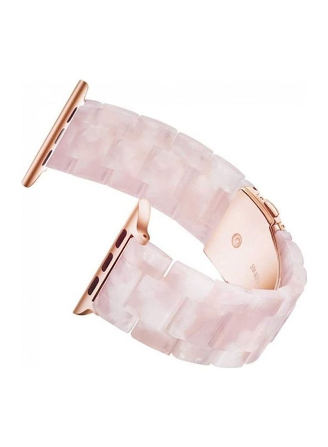 MARGOUN Marble Resin Bracelet Band For Apple Watch SE Series 42/44mm Pink/White - Image 3