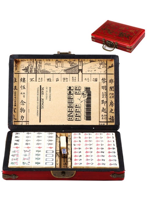 Mini Mahjong Set With Wooden Storage Case 4 Players