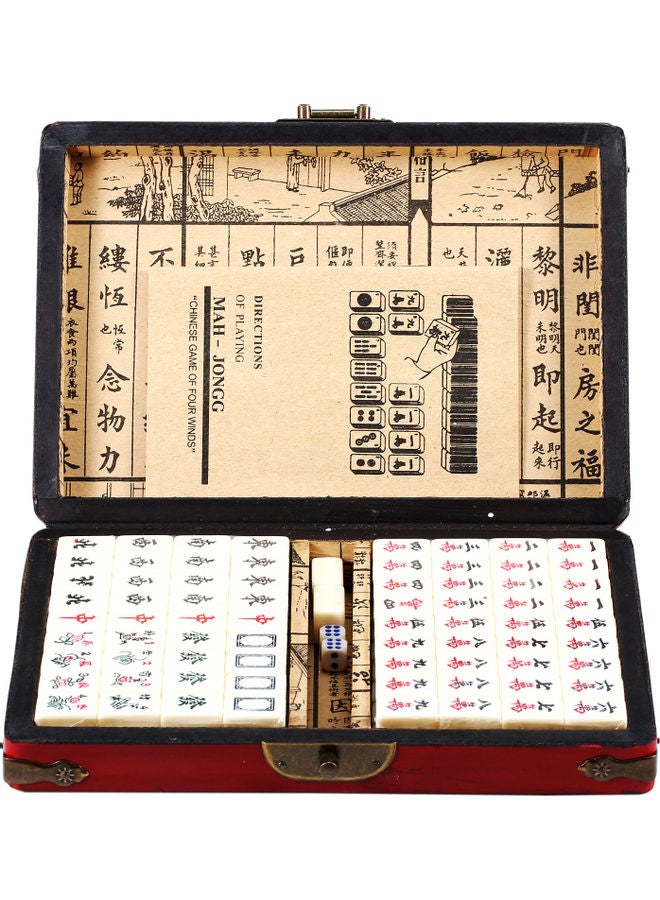 null - Mini Mahjong Set With Wooden Storage Case 4 Players - Image 1
