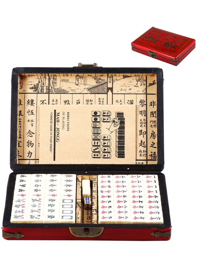 Mini Mahjong Set With Wooden Storage Case 4 Players - Image 1