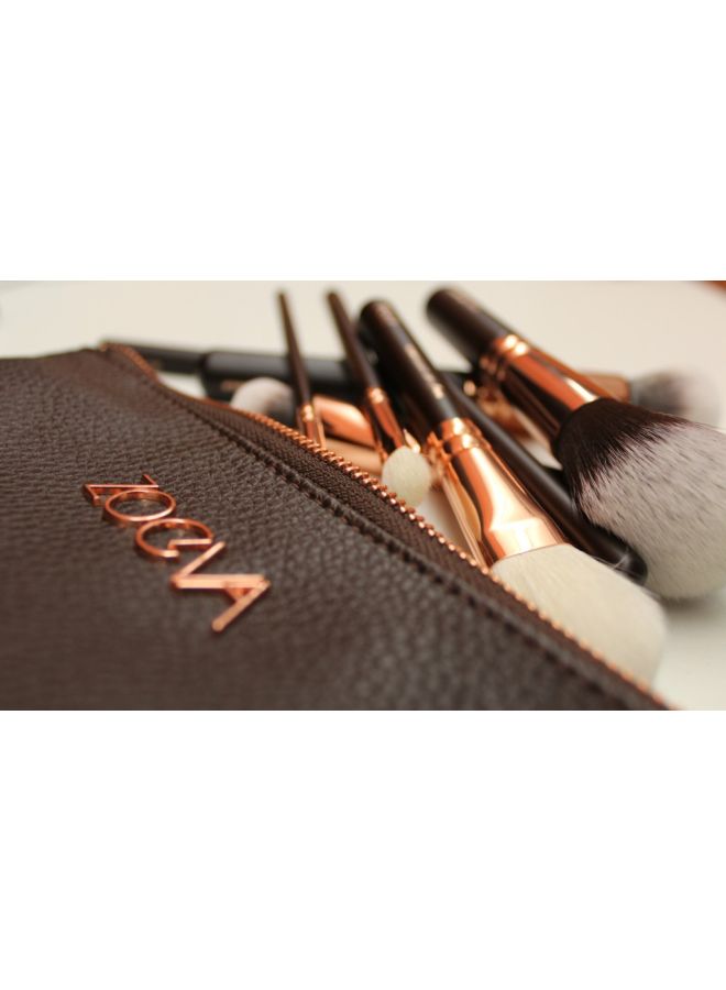 زويفا طقم فراشي مستحضرات تجميل مكون من 8 قطع بني/ أسود/ ذهبي - Image 3