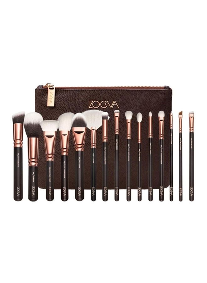 زويفا طقم فرش العيون كومبليت آي من 15 قطعة أسود/ذهبي/بني - Image 1