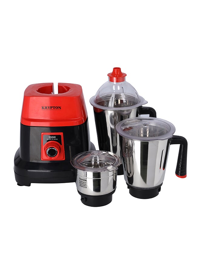 KRYPTON 3 In 1 Mixer Grinder With Stainless Steel Blades & Unbreakable Lids 550 W KNB6192 Red  - Image 2
