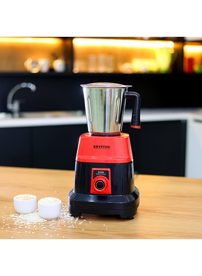 KRYPTON 3 In 1 Mixer Grinder With Stainless Steel Blades & Unbreakable Lids 550 W KNB6192 Red  - Image 5
