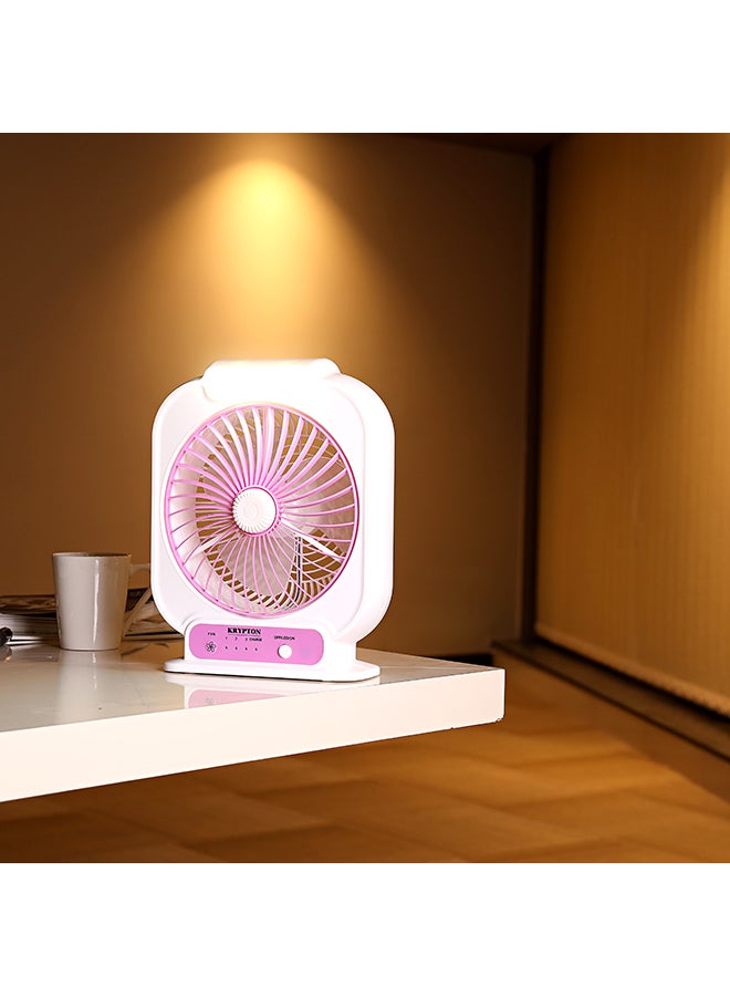 KRYPTON - 8 inch Rechargeable Powerful Table Fan With LED Night Light KNF222 White - Image 1