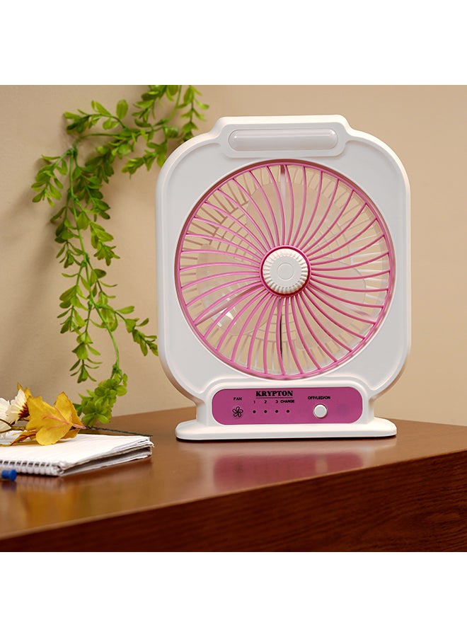 KRYPTON - 8 inch Rechargeable Powerful Table Fan With LED Night Light KNF222 White - Image 1