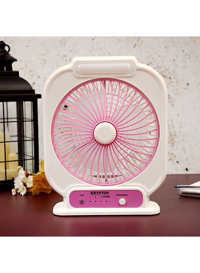KRYPTON - 8 inch Rechargeable Powerful Table Fan With LED Night Light KNF222 White - Image 1