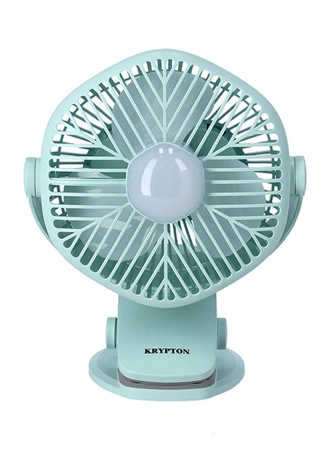 Rechargeable Mini Fan with Hi Power Led Light, Lithium Battery, USB Charging, Charge and Full Charge Indicator, Portable, Lightweight and Baby Friendly KNF5405 Light Green