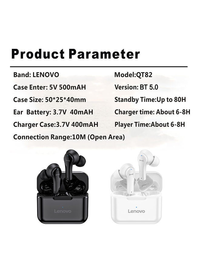 Lenovo - QT82 TWS Earbuds With Waterproof Charging Box White - Image 1