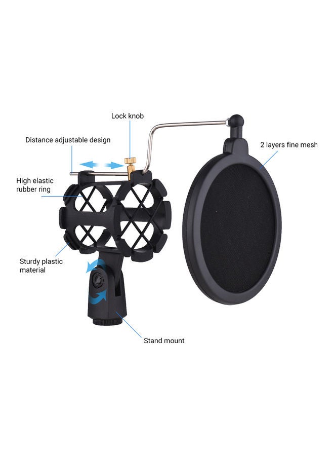 Generic Microphone Shock Mount Anti-Vibration Mic Holder Stand With Pop Filter  - Image 2