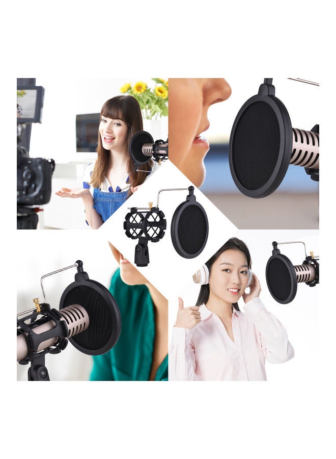 Generic Microphone Shock Mount Anti-Vibration Mic Holder Stand With Pop Filter  - Image 3