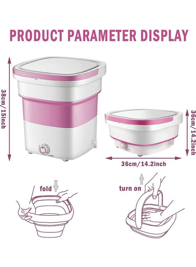Portable Mini Folding Washing Machine 135 W 2152008 Pink/White - Image 3