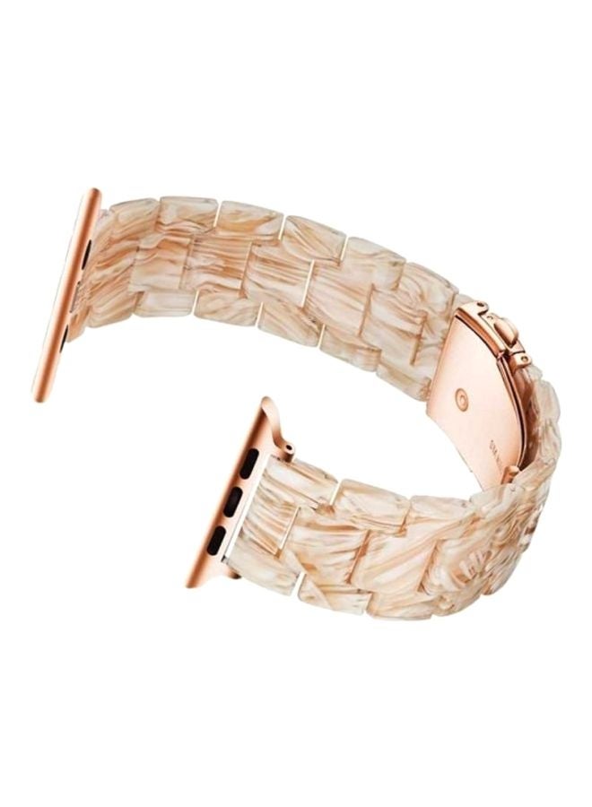 MARGOUN - Marble Resin Bracelet Band For Apple Watch SE Series 42/44mm Beige - Image 1
