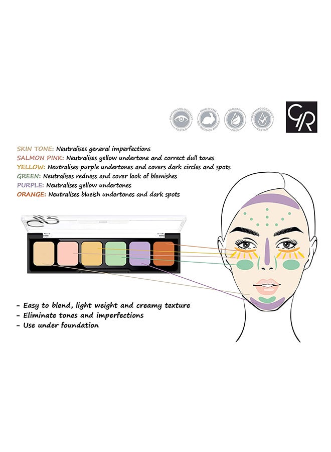 Golden Rose - 6-Color Correct And Conceal Camouflage Cream Palette Multicolour - Image 1