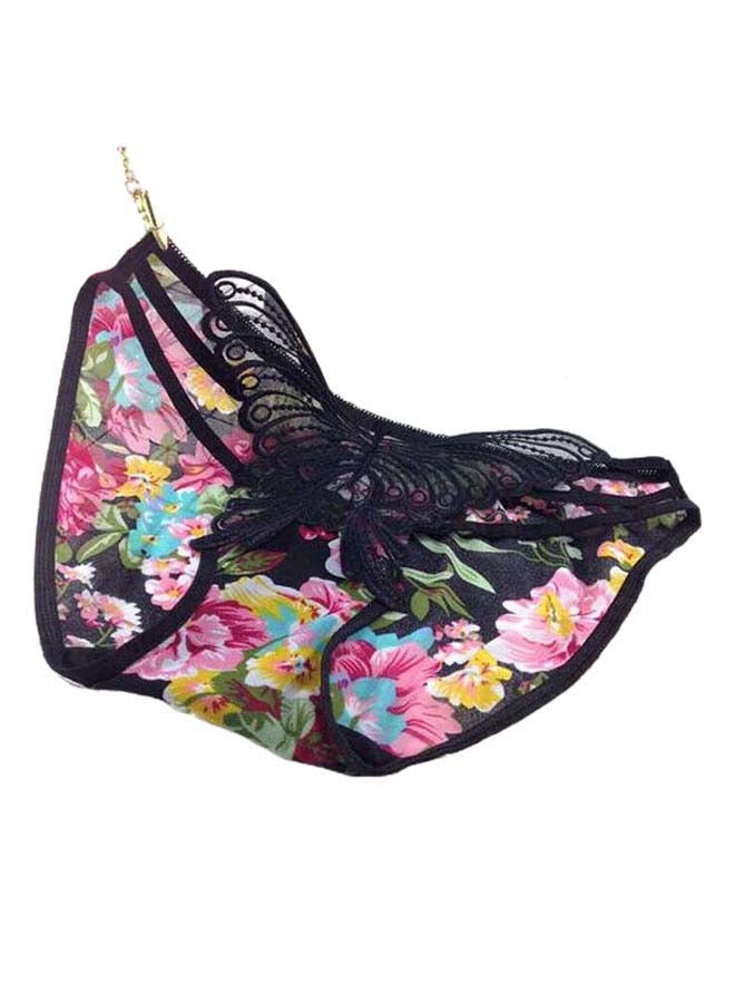 Floral Printed Butterfly Applique Brief Multicolour 
